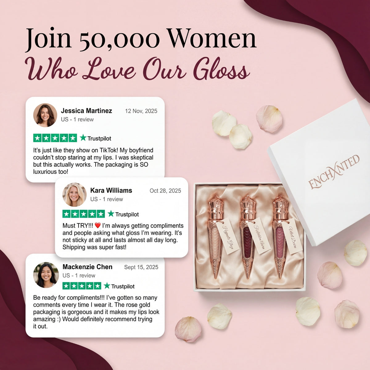 ENCHXNTED Pheromone Lip Gloss Trilogy | 3 Captivating Shades